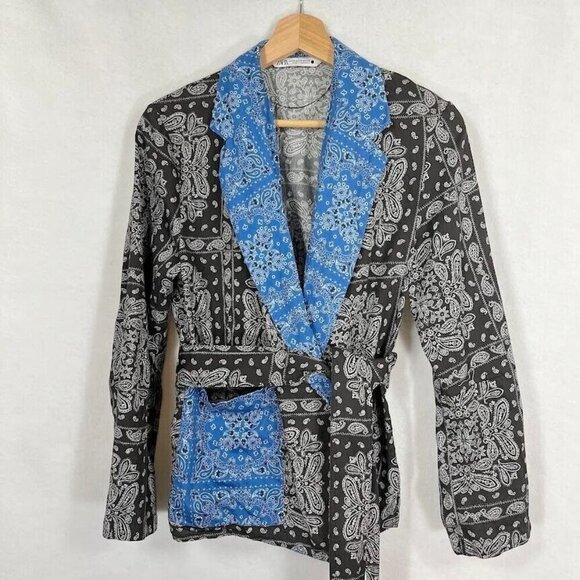Zara Paisley Bandana Print Wrap Blouse Oversized Retro TikTok Influencer Bold XS - Picture 1 of 8